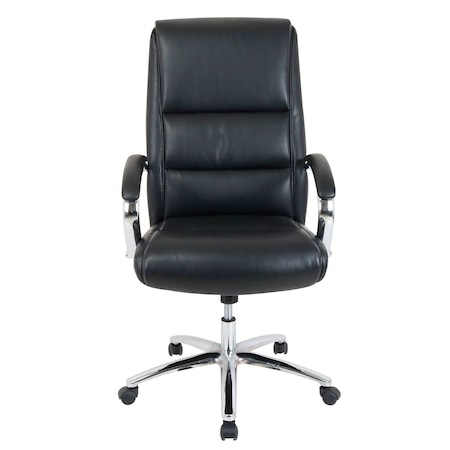 Interion By Global Industrial Interion Antimicrobial Bonded Leather Modern Comfort Executive Chair, Black 695611BK-AM